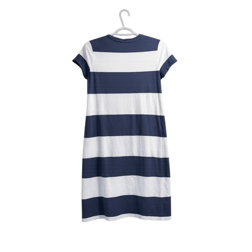 Polo Ralph Lauren Striped T-Shirt Dress M Navy White Cotton Nautical Pocket - Picture 10 of 10